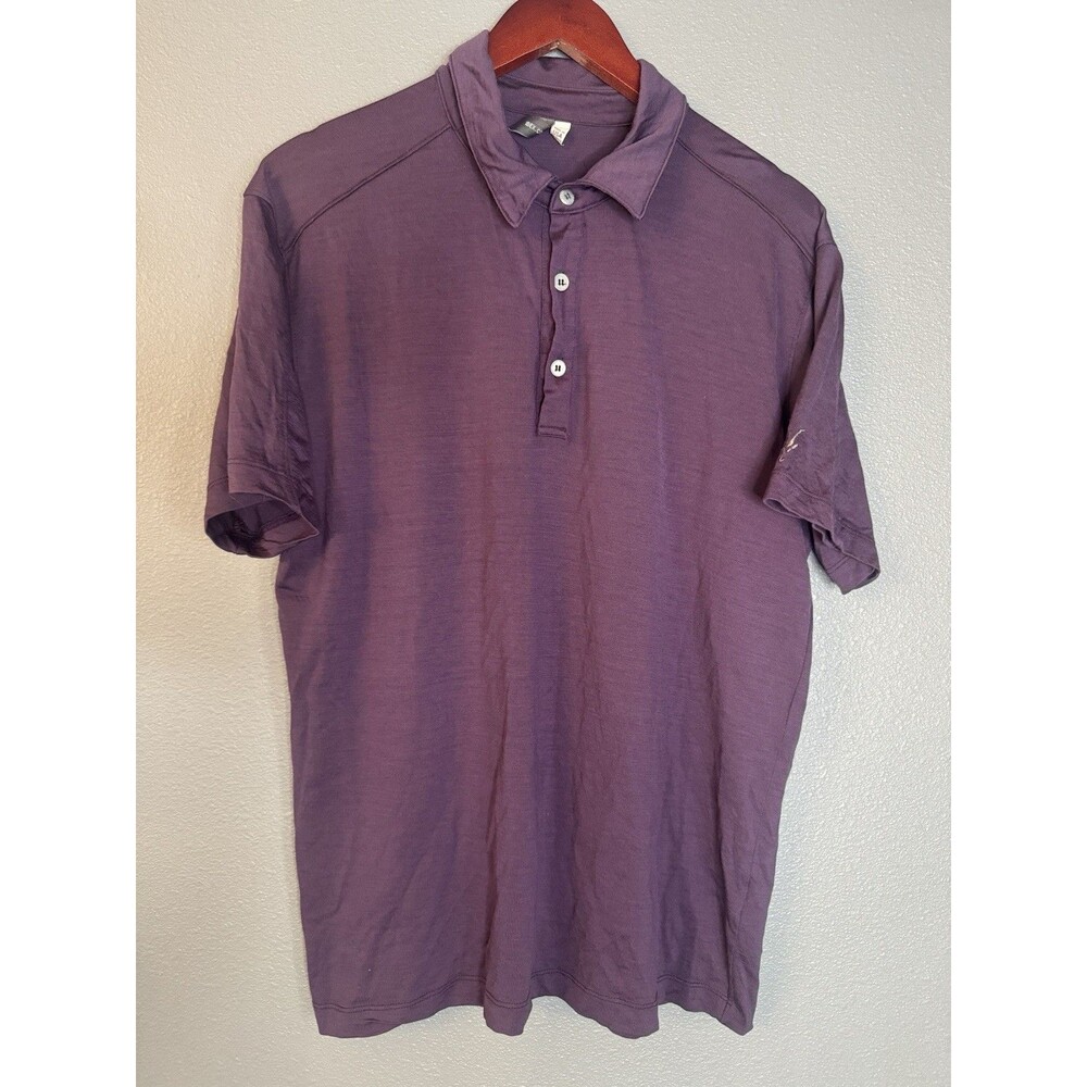 Ibex Men’s Large 100% Zque Merino Wool Polo Shirt Purple Made USA Short Sleeve L